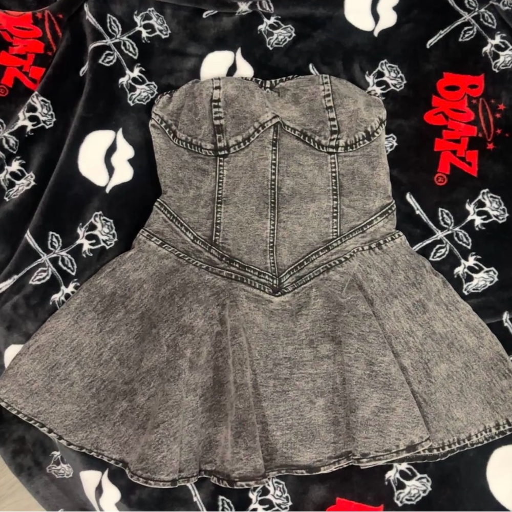 Chic Gray Denim Mini Dress